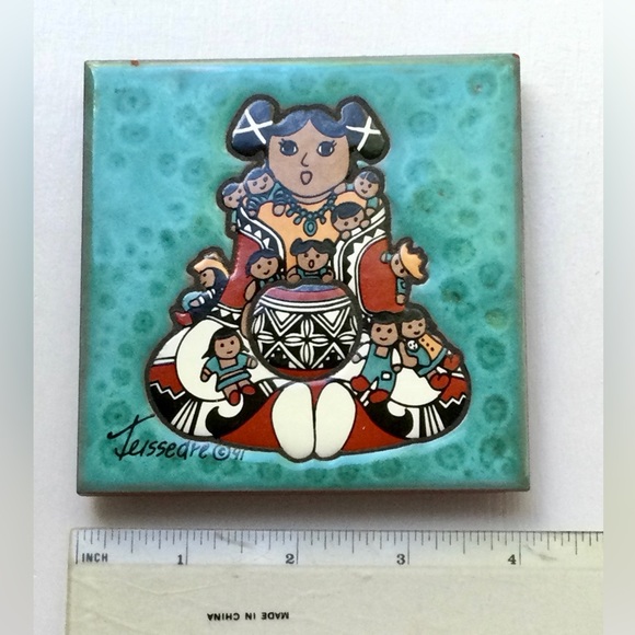 Vintage Cleo Teissedre Storyteller Tile - Coaster, Trivet or Wall Hanging - Picture 6 of 8